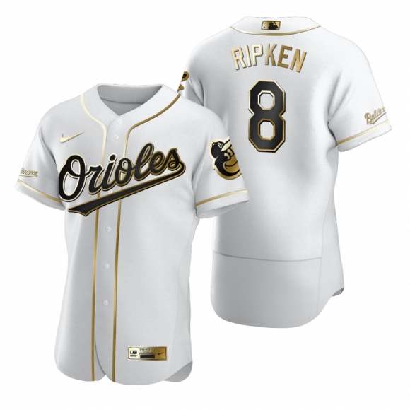 Baltimore Orioles #8 Cal Ripken Jr White Nike Men Authentic Golden Edition MLB Jersey