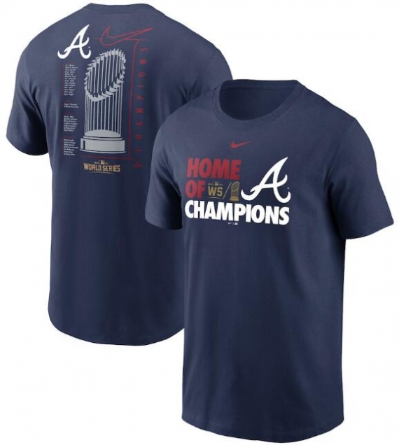 Men Atlanta Braves 2021 Navy World Series Champions Just Roster T-Shirt