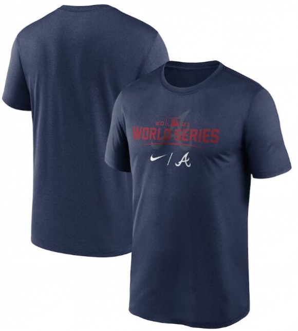 Men Atlanta Braves 2021 Navy World Series Collection Dugout T-Shirt