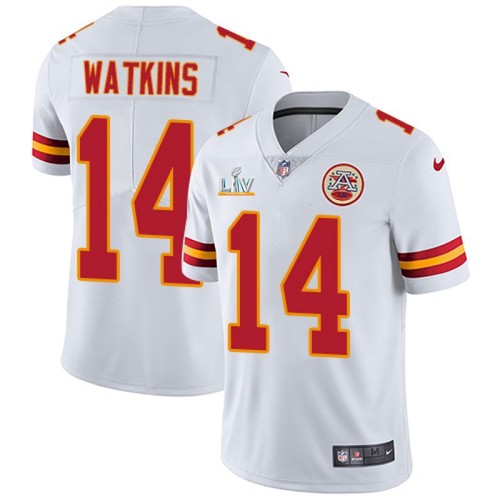 Men Kansas City Chiefs #14 Sammy Watkins White NFL 2021 Super Bowl LV Stitched Jersey