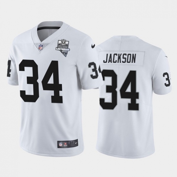Men Las Vegas Raiders #34 Bo Jackson White NFL 2020 Inaugural Season Vapor Limited Stitched Jersey