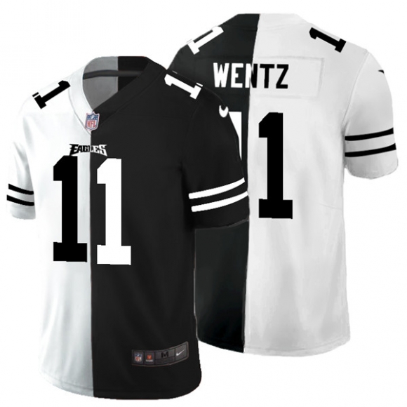 Men New England Patriots #11 Julian Edelman Black & White NFL Split Limited Stitched Jersey