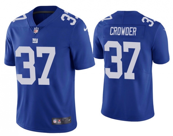 Men New York Giants #37 Tae Crowder Blue Vapor Untouchable Limited Stitched Jersey