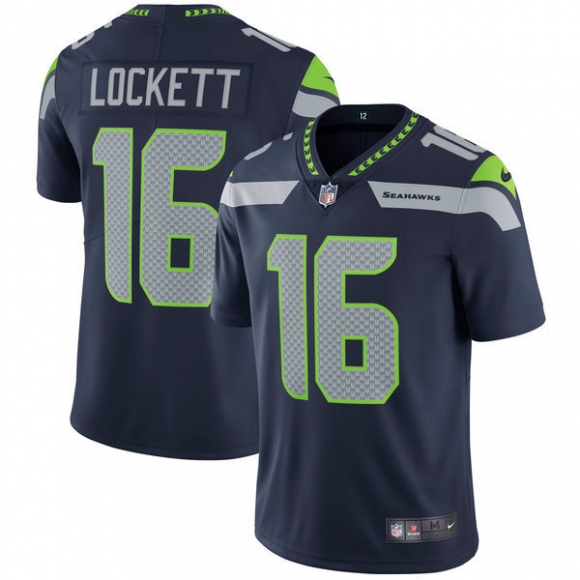 Men Seattle Seahawks #16 Tyler Lockett College Navy Vapor Untouchable Limited Stitched NFL Jersey