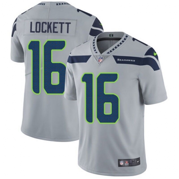 Men Seattle Seahawks #16 Tyler Lockett Grey Vapor Untouchable Limited Stitched NFL Jersey