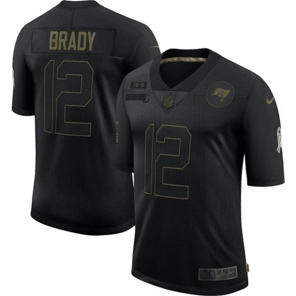 Men Tampa Bay Buccaneers #12 Tom Brady Black NFL 2020 Salute To Service Limited Stitched Jersey