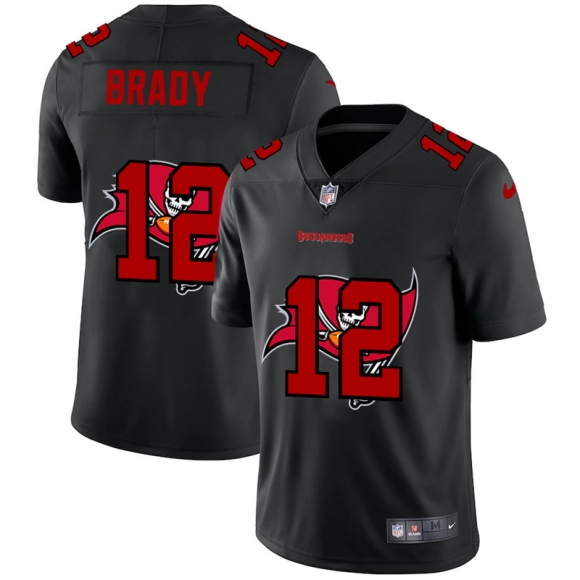 Men Tampa Bay Buccaneers #12 Tom Brady Black NFL Shadow Logo Limited Stitched Jersey