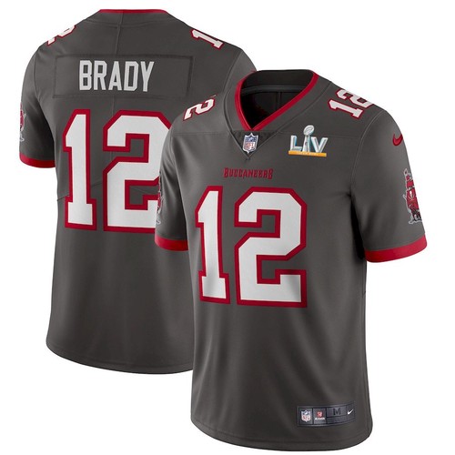 Men Tampa Bay Buccaneers #12 Tom Brady Grey NFL 2021 Super Bowl LV Limited Stitched Jersey