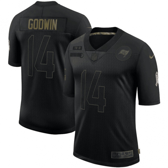 Men Tampa Bay Buccaneers #14 Chris Godwin Black NFL 2020 Salute To Service Limited Stitched Jersey
