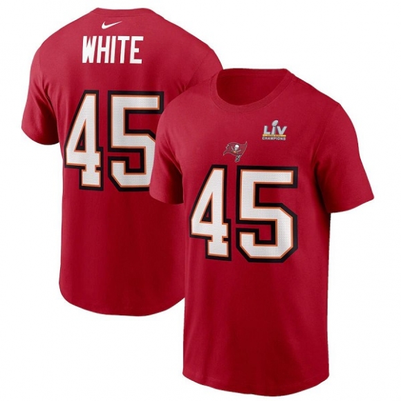 Men Tampa Bay Buccaneers #45 Devin White Red Super Bowl LV NFL T-Shirt