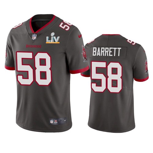 Men Tampa Bay Buccaneers #58 Shaquil Barrett Grey NFL 2021 Super Bowl LV Limited Stitched Jersey