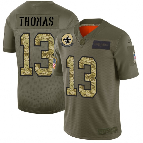 New Orleans Saints #13 Michael Thomas Men Nike 2019 Olive Camo Salute To Service Limited NFL Jersey