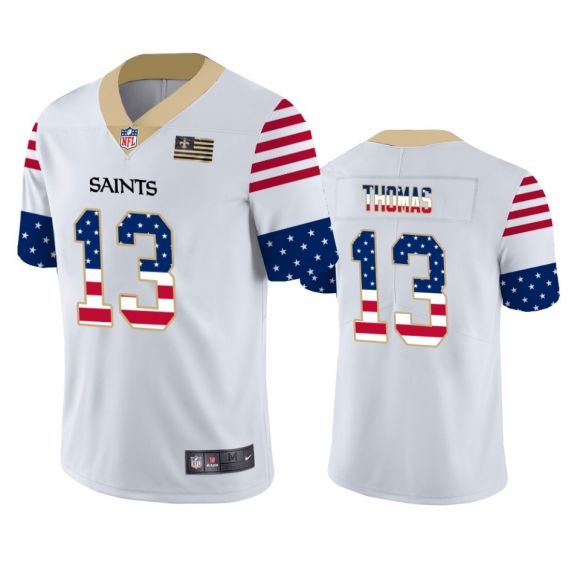 New Orleans Saints #13 Michael Thomas White Men Nike Team Logo USA Flag Vapor Untouchable Limited NFL Jersey