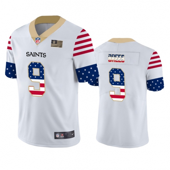 New Orleans Saints #9 Drew Brees White Men Nike Team Logo USA Flag Vapor Untouchable Limited NFL Jersey