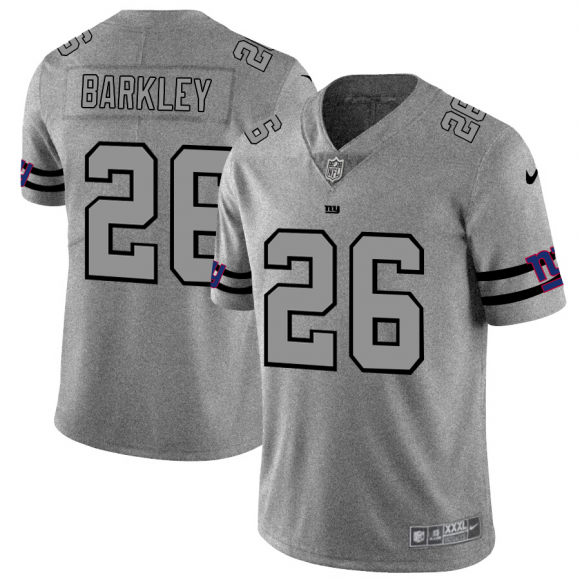 New York Giants #26 Saquon Barkley Men Nike Gray Gridiron II Vapor Untouchable Limited NFL Jersey