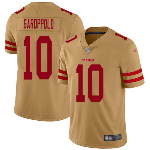 Nike 49ers #10 Jimmy Garoppolo Gold Men Stitched NFL Limited Inverted Legend Jersey