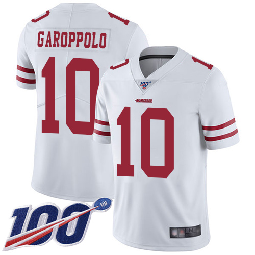 Nike 49ers #10 Jimmy Garoppolo White Men Stitched NFL 100th Season Vapor Limited Jersey