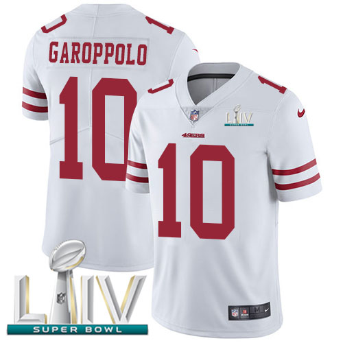 Nike 49ers #10 Jimmy Garoppolo White Super Bowl LIV 2020 Men Stitched NFL Vapor Untouchable Limited Jersey