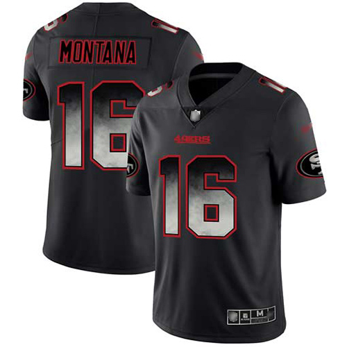 Nike 49ers #16 Joe Montana Black Men Stitched NFL Vapor Untouchable Limited Smoke Fashion Jersey