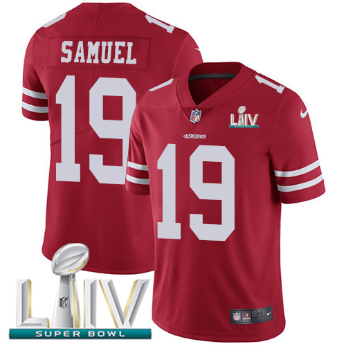 Nike 49ers #19 Deebo Samuel Red Super Bowl LIV 2020 Team Color Men Stitched NFL Vapor Untouchable Limited Jersey