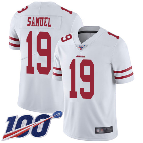 Nike 49ers #19 Deebo Samuel White Men Stitched NFL 100th Season Vapor Limited Jersey