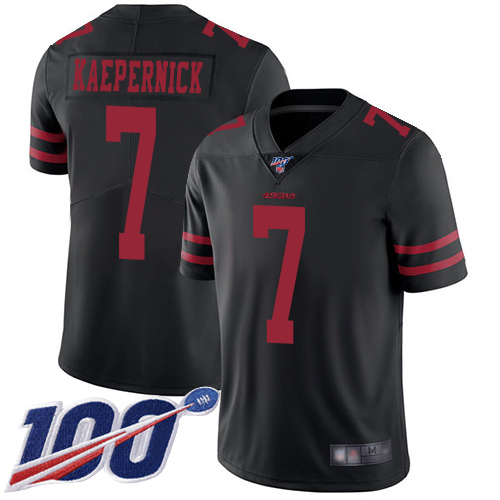 Nike 49ers #7 Colin Kaepernick Black Alternate Men Stitched NFL 100th Season Vapor Limited Jersey