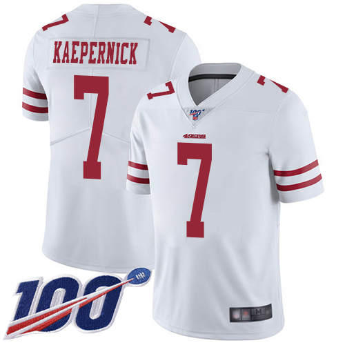 Nike 49ers #7 Colin Kaepernick White Men Stitched NFL 100th Season Vapor Limited Jersey