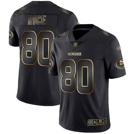 Nike 49ers #80 Jerry Rice Black/Gold Men Stitched NFL Vapor Untouchable Limited Jersey