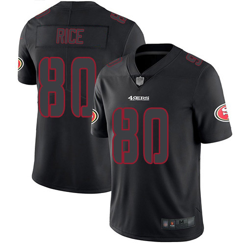 Nike 49ers #80 Jerry Rice Black Men Stitched NFL Limited Rush Impact Jersey