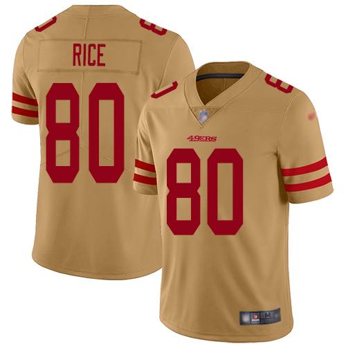 Nike 49ers #80 Jerry Rice Gold Men Stitched NFL Limited Inverted Legend Jersey