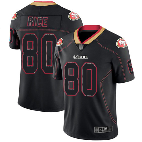 Nike 49ers #80 Jerry Rice Lights Out Black Men Stitched NFL Limited Rush Jersey