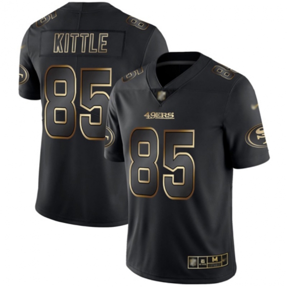 Nike 49ers #85 George Kittle Black/Gold Men Stitched NFL Vapor Untouchable Limited Jersey