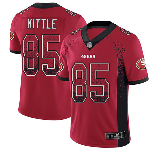 Nike 49ers #85 George Kittle Red Team Color Men Stitched NFL Limited Rush Drift Fashion Jersey