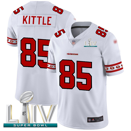 Nike 49ers #85 George Kittle White Super Bowl LIV 2020 Men Stitched NFL Limited Team Logo Fashion Jersey
