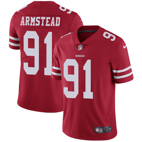 Nike 49ers #91 Arik Armstead Red Team Color Men Stitched NFL Vapor Untouchable Limited Jersey