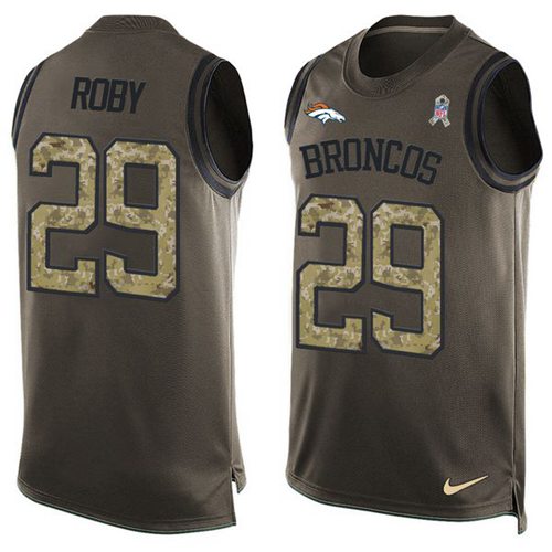 Nike Broncos #29 Bradley Roby Green Men Stitched NFL Limited Salute To Service Tank Top Jersey