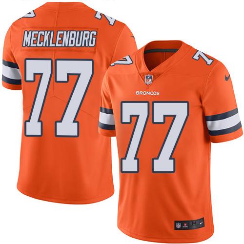 Nike Broncos #77 Karl Mecklenburg Orange Men Stitched NFL Limited Rush Jersey