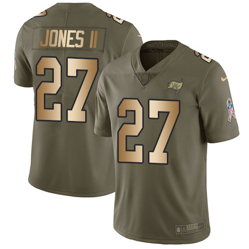 Nike Buccaneers #27 Ronald Jones II Olive/Gold Men Stitched NFL Limited 2017 Salute To Service Jersey