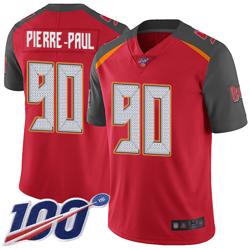 Nike Buccaneers #90 Jason Pierre-Paul Red Team Color Men Stitched NFL 100th Season Vapor Limited Jersey