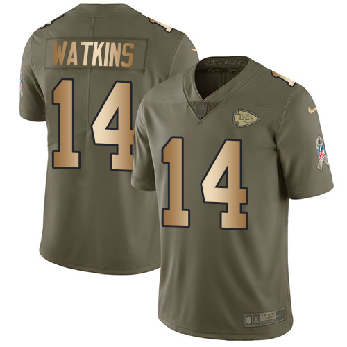 Nike Chiefs #14 Sammy Watkins Olive/Gold Men Stitched NFL Limited 2017 Salute To Service Jersey