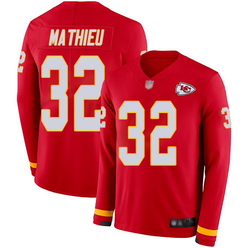 Nike Chiefs #32 Tyrann Mathieu Red Team Color Men Stitched NFL Limited Therma Long Sleeve Jersey