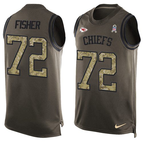 Nike Chiefs #72 Eric Fisher Green Men Stitched NFL Limited Salute To Service Tank Top Jersey