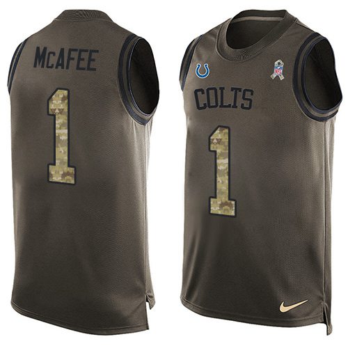 Nike Colts #1 Pat McAfee Green Men Stitched NFL Limited Salute To Service Tank Top Jersey