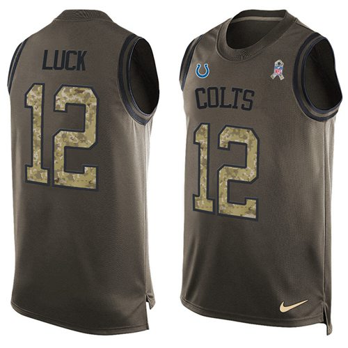 Nike Colts #12 Andrew Luck Green Men Stitched NFL Limited Salute To Service Tank Top Jersey