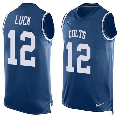 Nike Colts #12 Andrew Luck Royal Blue Team Color Men Stitched NFL Limited Tank Top Jersey