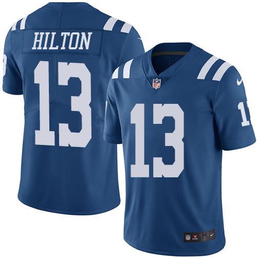 Nike Colts #13 T.Y. Hilton Royal Blue Men Stitched NFL Limited Rush Jersey