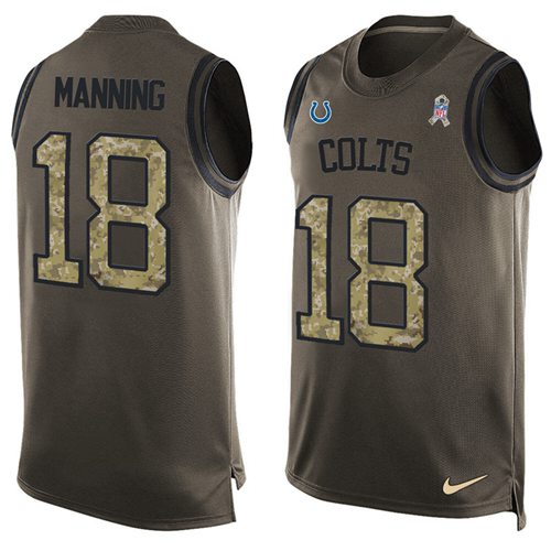 Nike Colts #18 Peyton Manning Green Men Stitched NFL Limited Salute To Service Tank Top Jersey