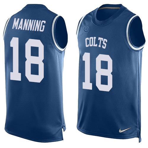 Nike Colts #18 Peyton Manning Royal Blue Team Color Men Stitched NFL Limited Tank Top Jersey