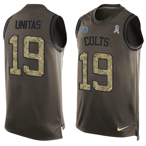 Nike Colts #19 Johnny Unitas Green Men Stitched NFL Limited Salute To Service Tank Top Jersey