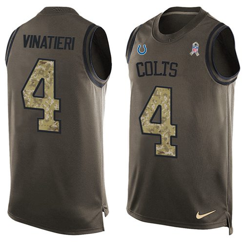 Nike Colts #4 Adam Vinatieri Green Men Stitched NFL Limited Salute To Service Tank Top Jersey